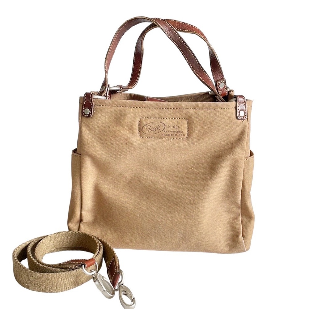 Fossil Tan Canvas Tote Bag